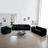 Modern Chenille 3 Piece Living Room Set - Black - Furniture Home Direct