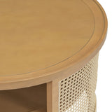 Round Coffee Table With Storage Caned Sides Natural - Furniture Home Direct