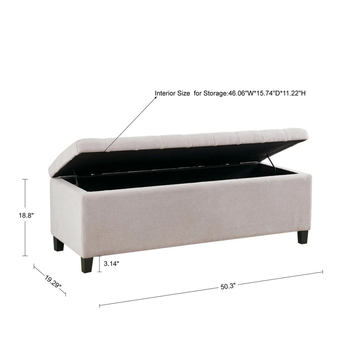 Elegant Design Tufted Top, Soft Close Storage Bench - Furniture Home Direct