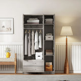 Modern 3 Door Mirror Wardrobe With 2 Drawers And Top Cabinet - Furniture Home Direct
