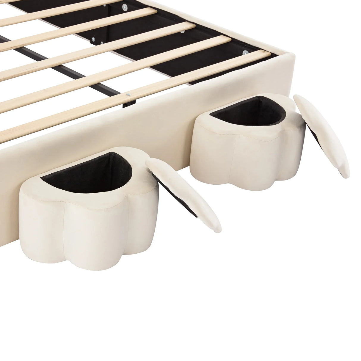 Rabbit-Shaped Bed for Kids Upholstered Full-Size White - Furniture Home Direct