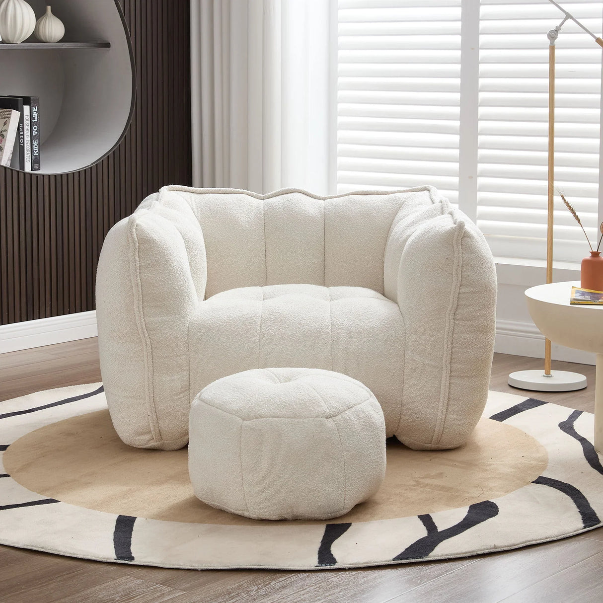 Soft Chenille Bean Bag Chair With High Resilient Foam - Furniture Home Direct