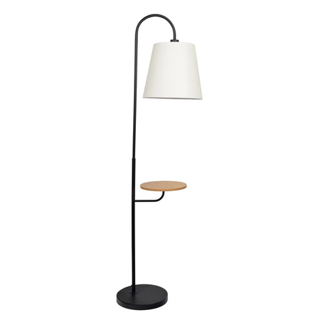 Seoul - Floor Lamp With Rotary Switch Wood Table Base - Black / White - Furniture Home Direct