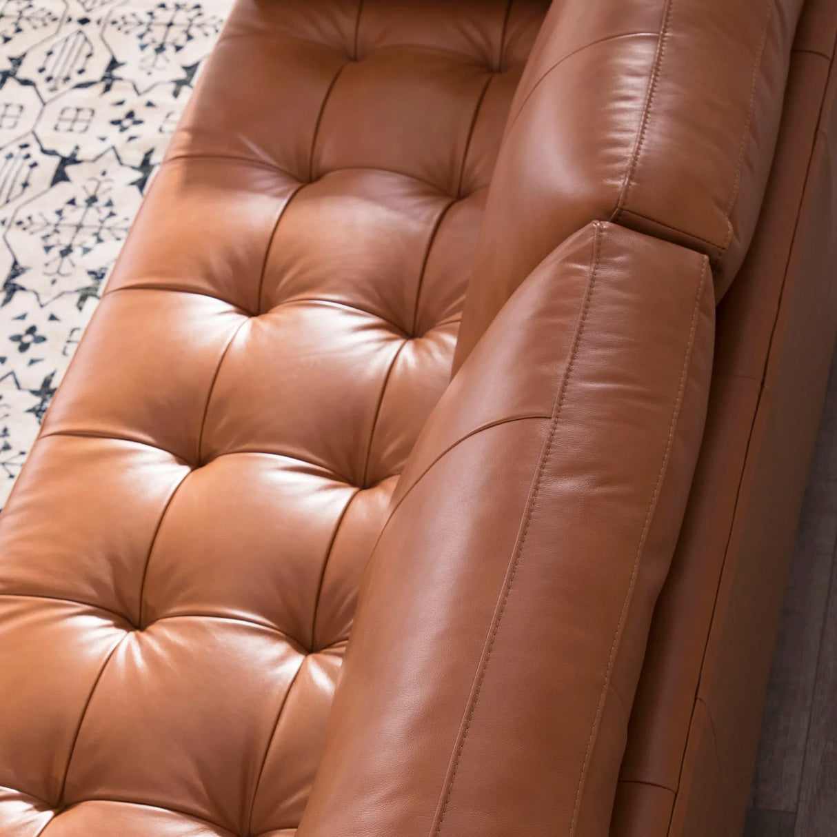 Mid-Century Tufted, Leather Sofa - Furniture Home Direct