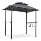 Outdoor Grill Gazebo With Double Tier Soft Top Canopy, Steel Frame, Bar Counters & Hook - Furniture Home Direct
