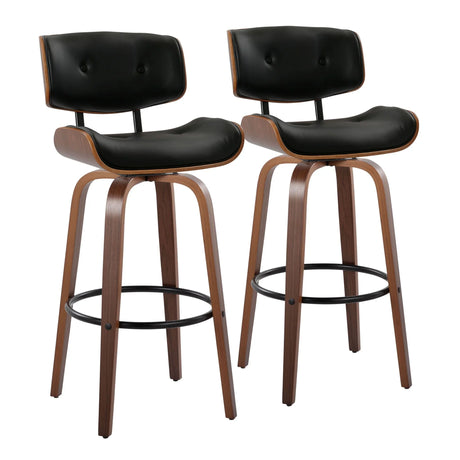 Lombardi - Mid-Century Modern Fixed Height Barstool With Swivel With Round Footrest (Set of 2) - Furniture Home Direct