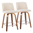 Toriano - Mid Century Modern Fixed Height Counter Stool With Swivel And Square Footrest (Set of 2) - Furniture Home Direct