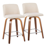 Toriano - Mid Century Modern Fixed Height Counter Stool With Swivel And Square Footrest (Set of 2) - Furniture Home Direct