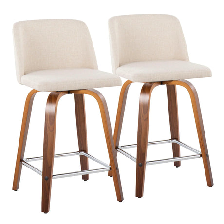 Toriano - Mid Century Modern Fixed Height Counter Stool With Swivel And Square Footrest (Set of 2) - Furniture Home Direct