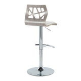 Folia - Contemporary Adjustable Barstool With Swivel With Rounded T Footrest (Set of 2) - Furniture Home Direct