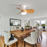 23" Bedroom Ceiling Fan With 3 Color Dimmable 3 ABS Blades Remote Control Dc Motor Black With 18W Led Light - Furniture Home Direct