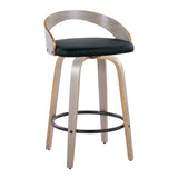 Grotto - Mid Century Modern Fixed Height Counter Stool With Swivel With Round Footrest (Set of 2) - Furniture Home Direct