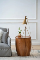 Drum Side Table With Tray Style Top - Brown - Furniture Home Direct