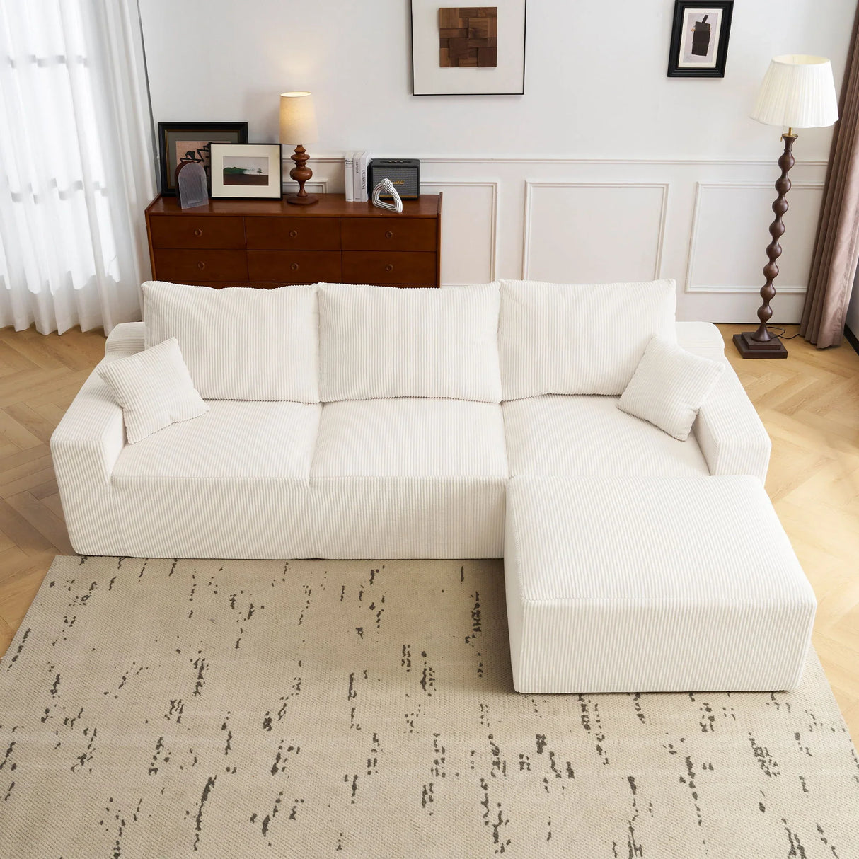 L Shaped Sectional Sofa, Full Compression 3 Seater Cloud Couch With Chaise - Furniture Home Direct