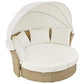 Outdoor Patio Daybed Wicker Rattan Double Daybed Round Sofa Furniture Set With Retractable Canopy, 4 Pillows For Lawn Garden - Furniture Home Direct