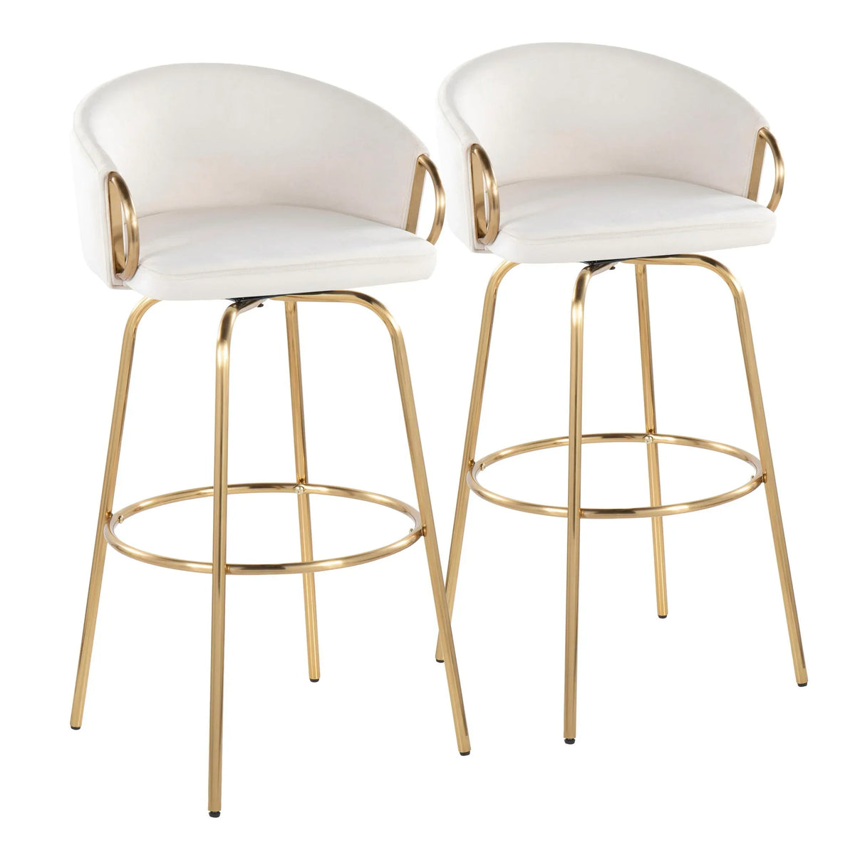 Claire - Contemporary / Glam Fixed Height Bar Stool (Set of 2) Round Footrest (Set of 2) - Furniture Home Direct