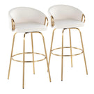 Claire - Contemporary / Glam Fixed Height Bar Stool (Set of 2) Round Footrest (Set of 2) - Furniture Home Direct