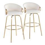 Claire - Contemporary / Glam Fixed Height Bar Stool (Set of 2) Round Footrest (Set of 2) - Furniture Home Direct