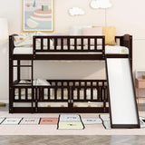 Low Bunk Bed With Slide, Fence And Ladder - Furniture Home Direct