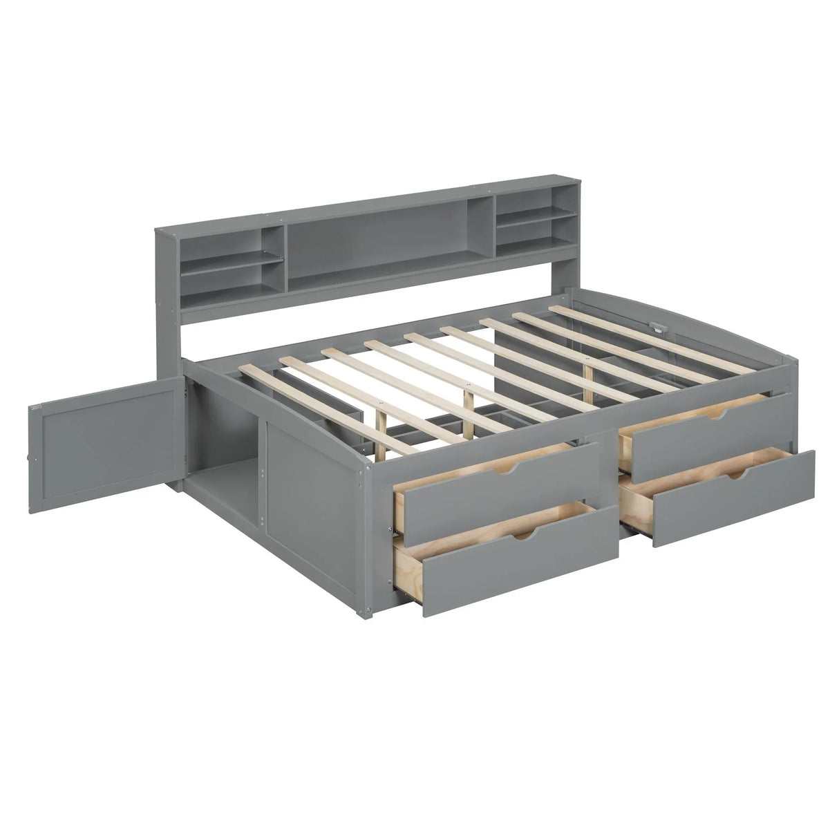 Daybed With 2 Bedside Cabinets, Upper Shelves And 4 Drawers - Furniture Home Direct