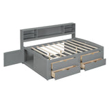 Daybed With 2 Bedside Cabinets, Upper Shelves And 4 Drawers - Furniture Home Direct