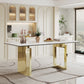 Sintered Stone Composite Tempered Glass Top Rectangular Dining Table With Stainless Steel Base - Furniture Home Direct