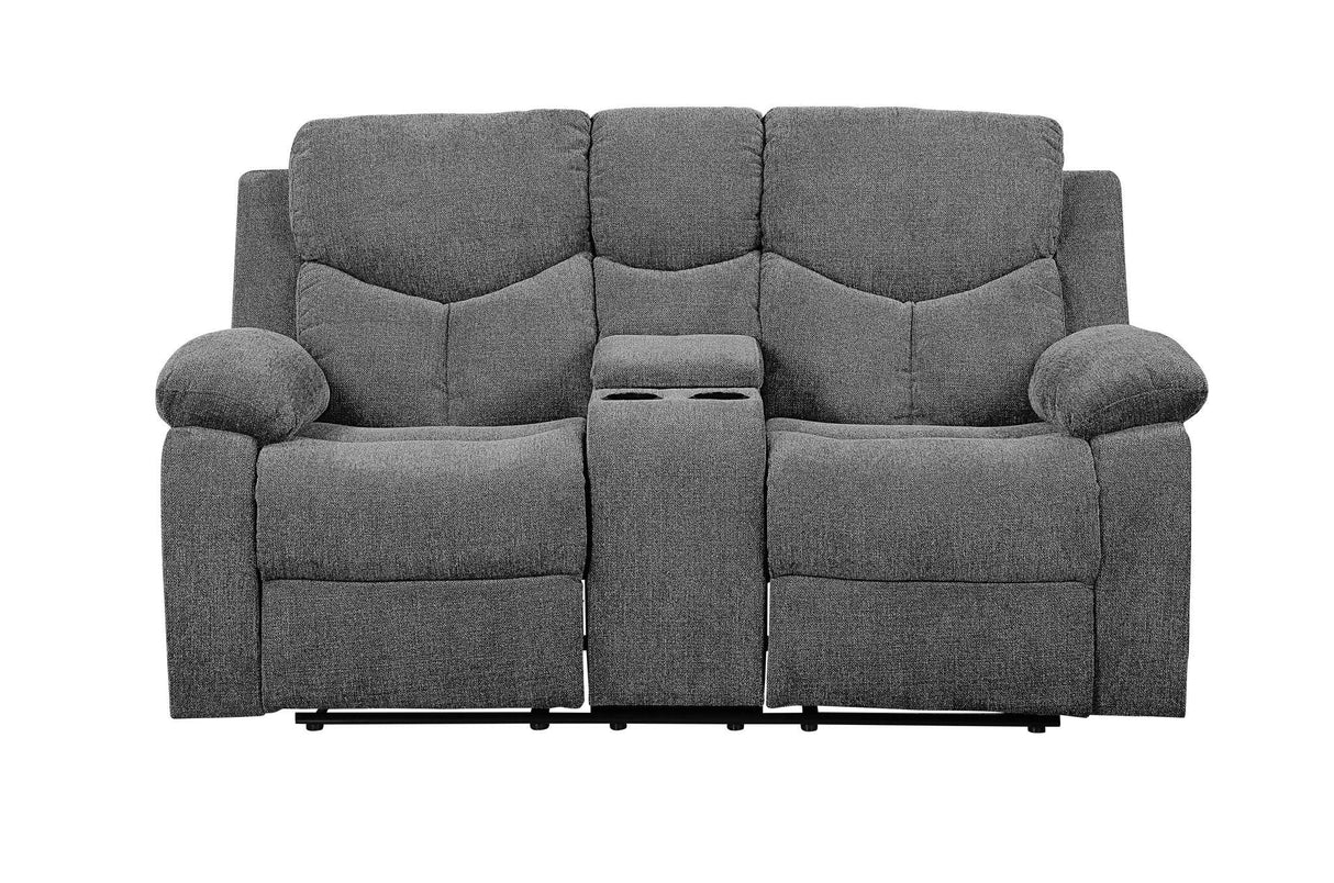 Kalen - Chenille Loveseat With Console - Gray - Furniture Home Direct