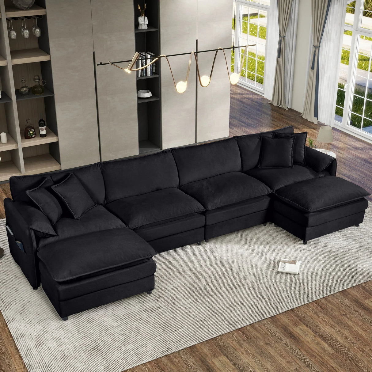 Modern Comfy Deep Seat Modular Sectional Sofa Cloud Couch With Ottoman - Furniture Home Direct