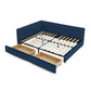 Mid-Century Storage Upholstered Tufted Bed Frame With Backrest And Armrests - Furniture Home Direct