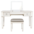 Vanity Desk With Mirror And Stool, Modern Minimalist White - Furniture Home Direct