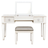 Vanity Desk With Mirror And Stool, Modern Minimalist White - Furniture Home Direct
