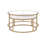 Shanish - Engineered Stone Top Nesting Table Set - Gold - Furniture Home Direct