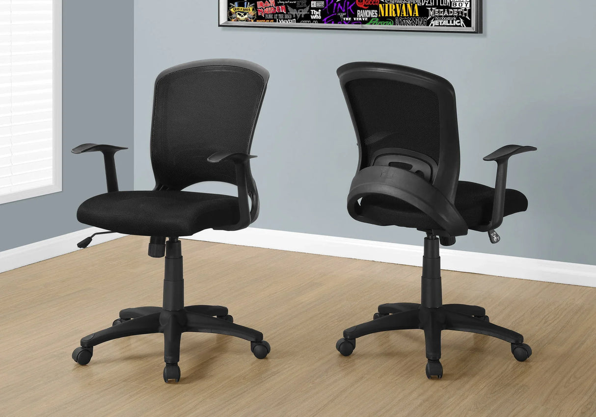 Office Chair, Adjustable Height, Swivel, Ergonomic, Armrests, Mesh - Black - Furniture Home Direct