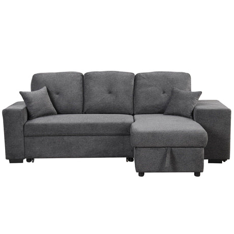 Reversible Sleeper Sectional Sofa Bed With Side Shelf And 2 Stools, Pull-Out L-Shaped Sofa Bed, Corner Sofa-Bed With Storage Chaise Left / Right Hande For Living Room - Furniture Home Direct