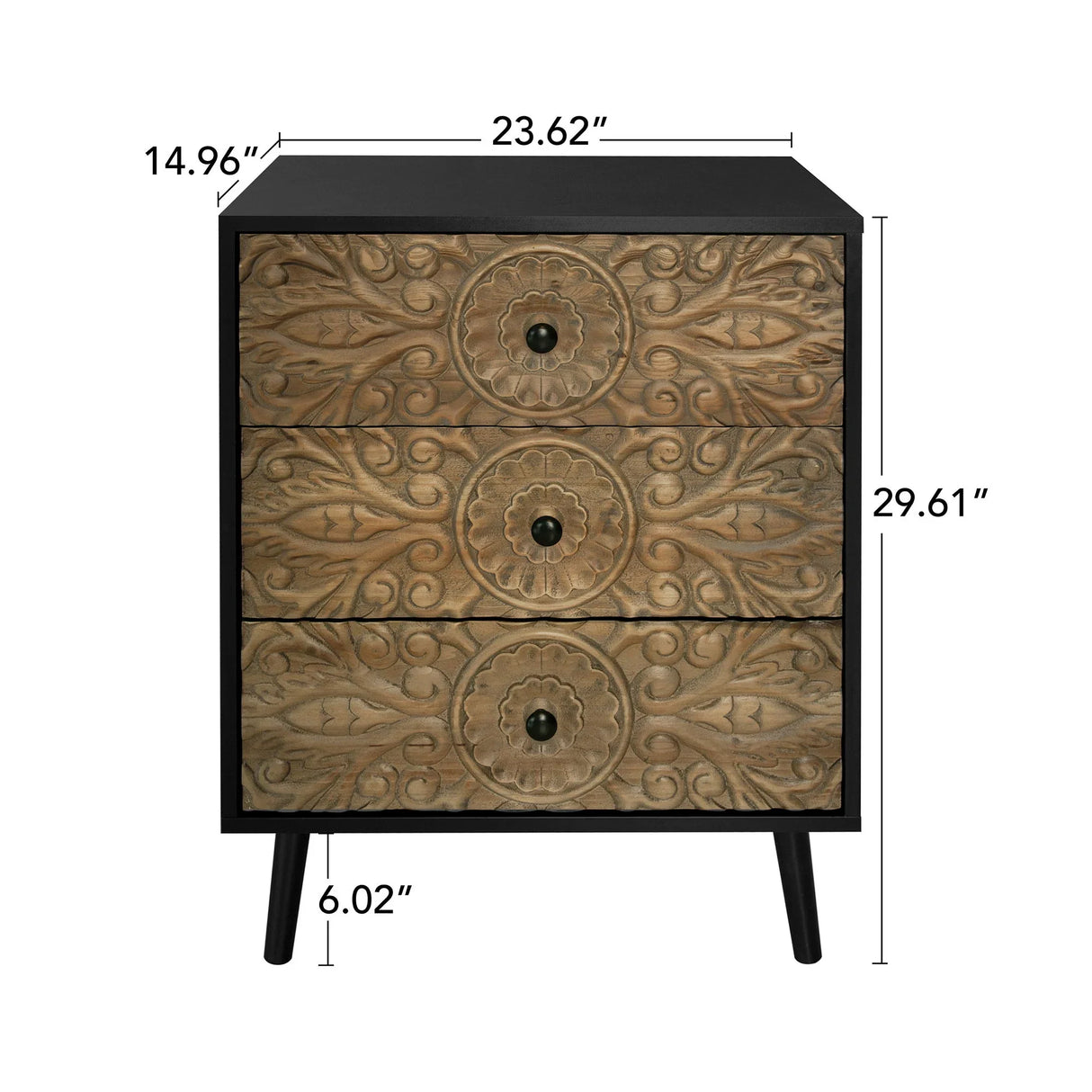 3 Drawer Cabinet, Suitable For Bedroom - Black - Furniture Home Direct
