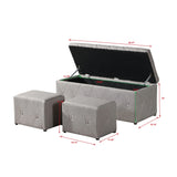 3 Piece Rectangular Storage Ottoman Short Velvet With 2 Set Ottomans - Furniture Home Direct