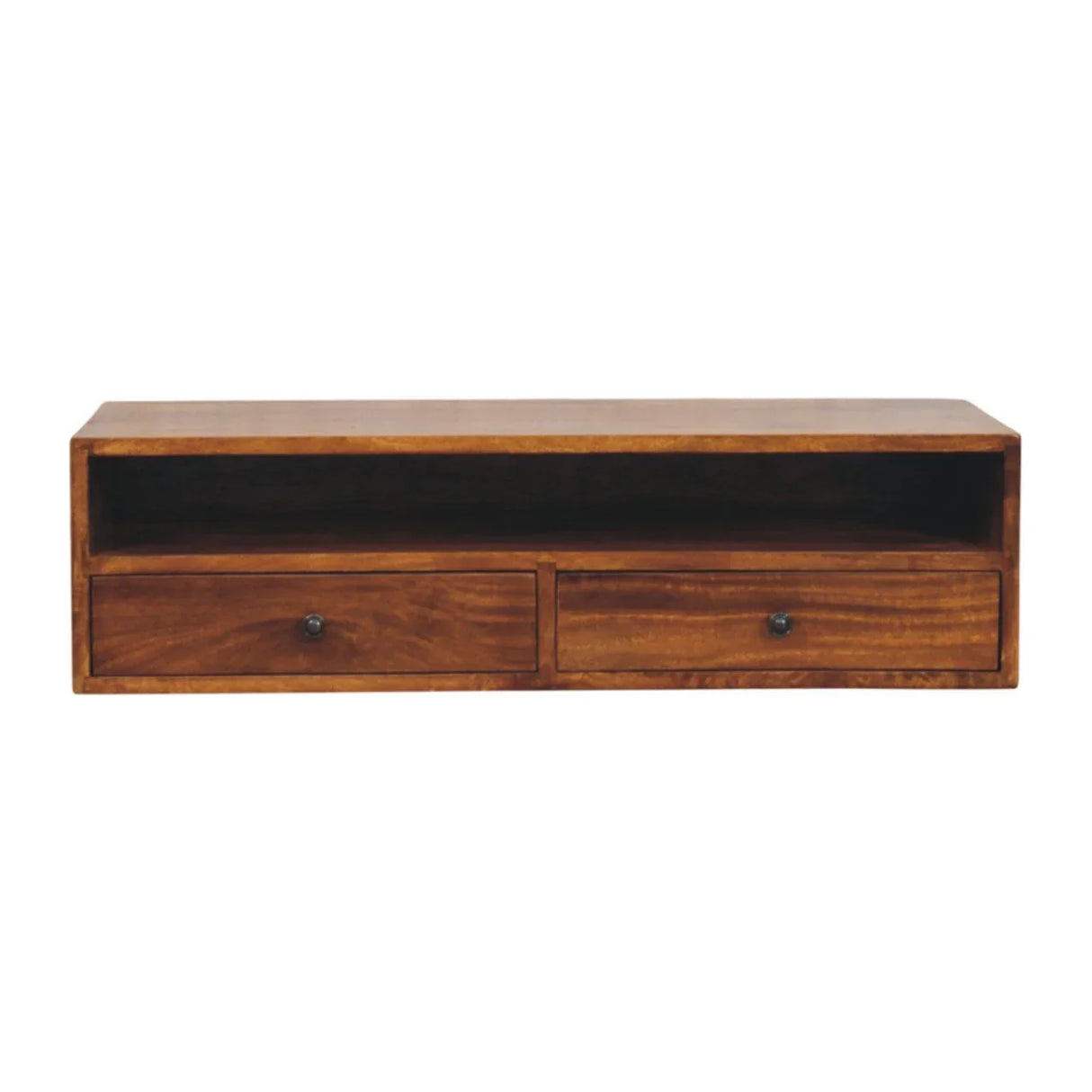 Lunar - 2 Drawer Wall Mounted Media Unit - Brown - Furniture Home Direct