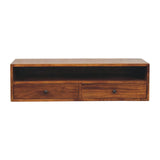 Lunar - 2 Drawer Wall Mounted Media Unit - Brown - Furniture Home Direct