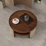2-Tiered Round Walnut Wood Coffee Table - Furniture Home Direct