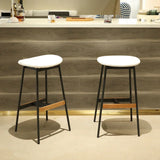 Modern Bar Stools Comfortable & Stylish, Soft Fabric Upholstered, Backless (Set of 2) - Furniture Home Direct