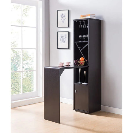 Bar Cabinet, Extended Table Kitchen Cabinet With Wine Bottle Compartment & Open Shelving - Red Cocoa - Furniture Home Direct