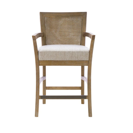 Cane Back Counter Stool With Upholstered Seat - Cream / Reclaimed Natural - Furniture Home Direct