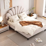 Upholstered Platform Bed With Flower Pattern Velvet Headboard - Furniture Home Direct