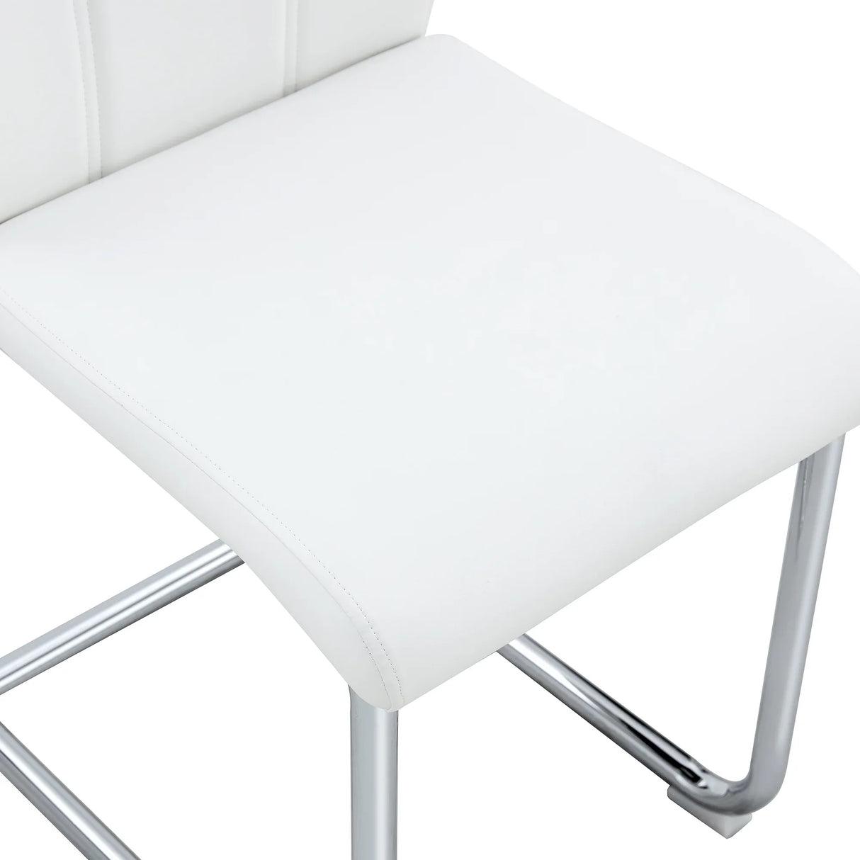 Dining Chairs Set Contemporary PU Upholstered Chrome White - Furniture Home Direct
