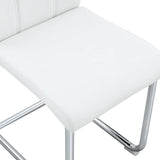 Dining Chairs Set Contemporary PU Upholstered Chrome White - Furniture Home Direct