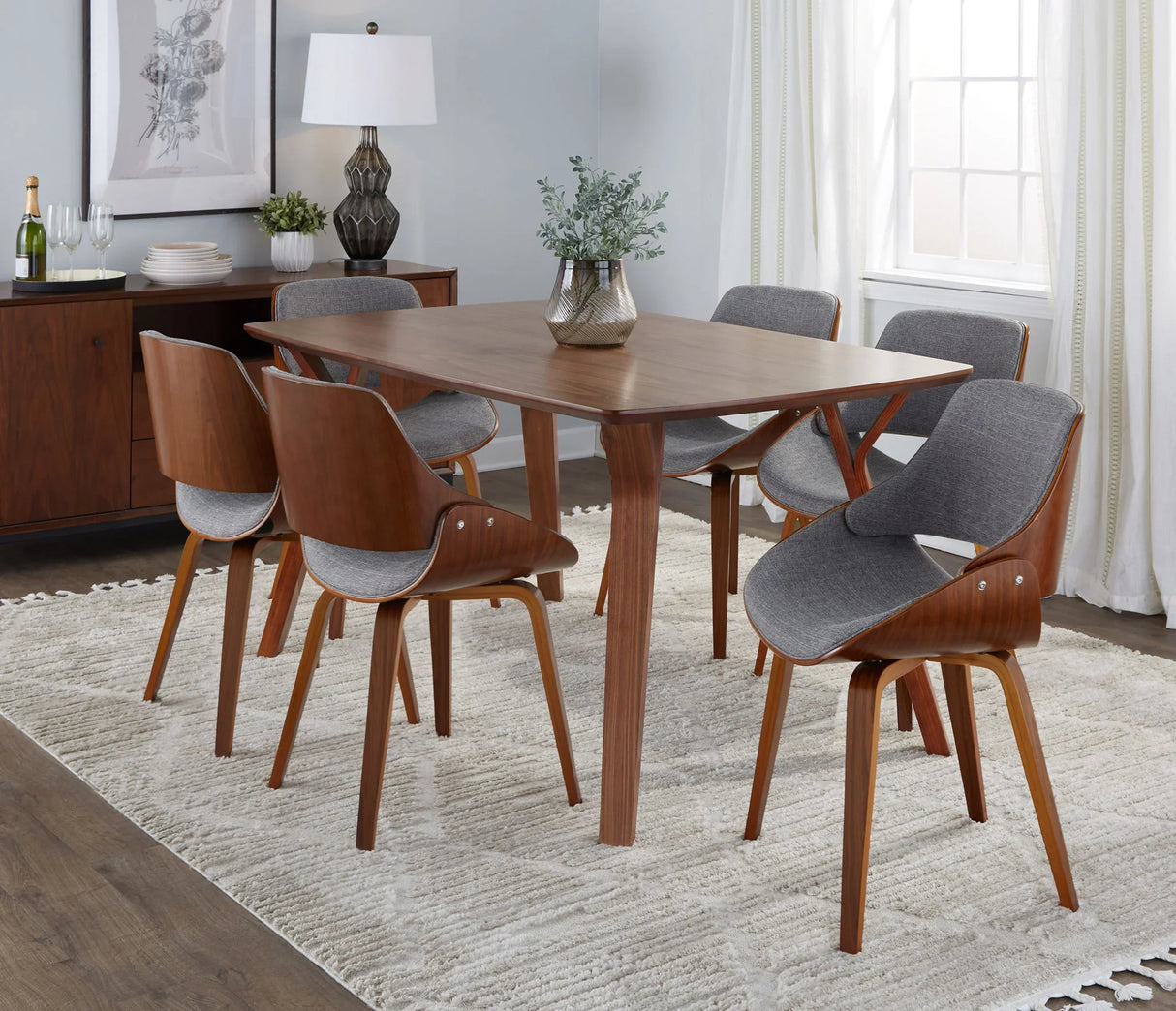 Folia Fabrizzi - 7 Piece Mid Century Modern Dining Set - Furniture Home Direct