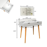 Makeup Vanity Desk With Removable Mirror And Lights, 3 Color Modes & Adjustable Brightness Dressing Table, Small Vanity Table Set With 2 Drawers For Bedroom - White - Furniture Home Direct