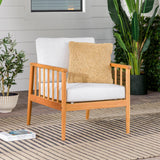 Contemporary Cushioned Eucalyptus Wood Patio Accent Chair - Furniture Home Direct