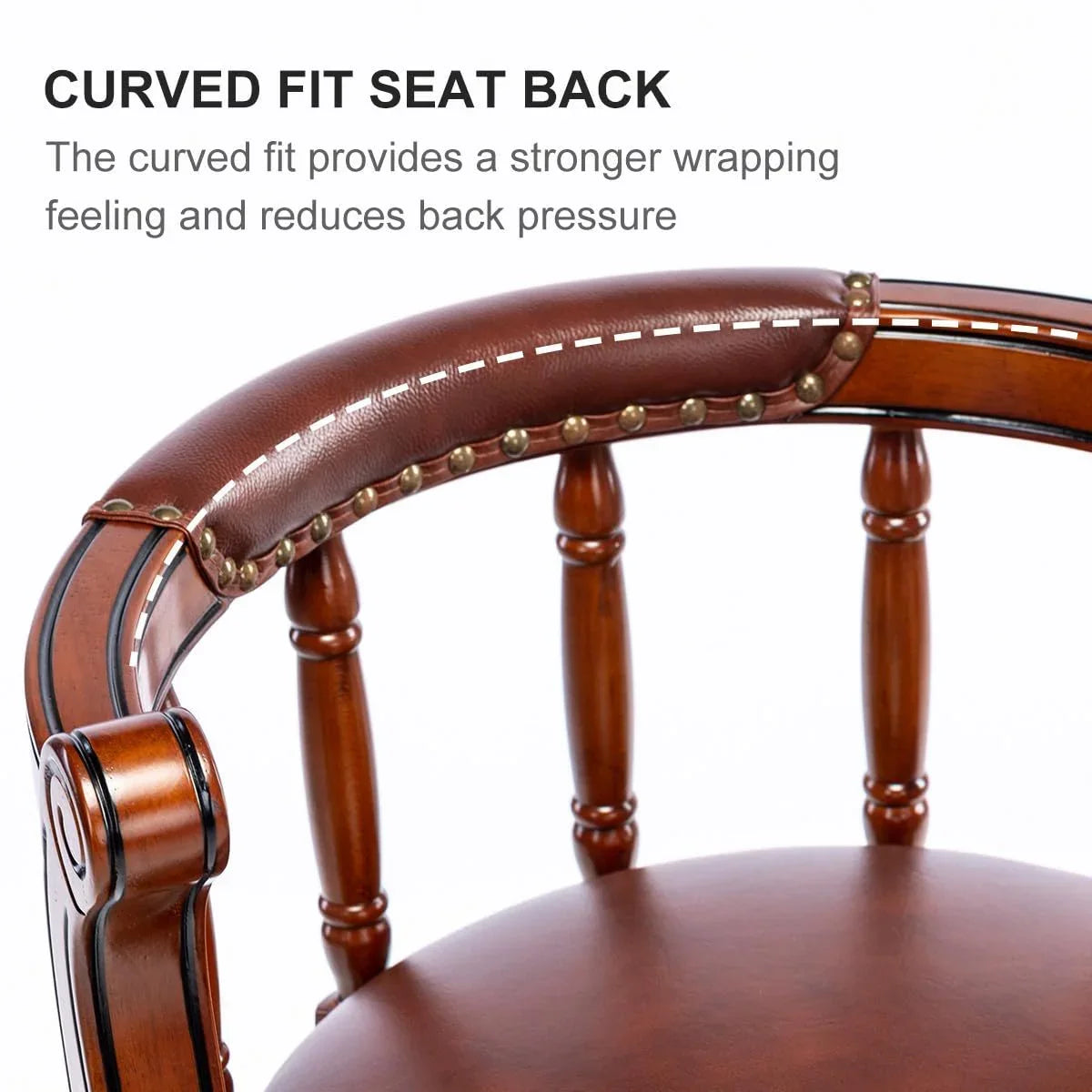 Swivel Cow Top Leather Wooden Bar Stool, 360 Degree Swivel Bar Height Chair With Backs For Home Kitchen Counter - Furniture Home Direct