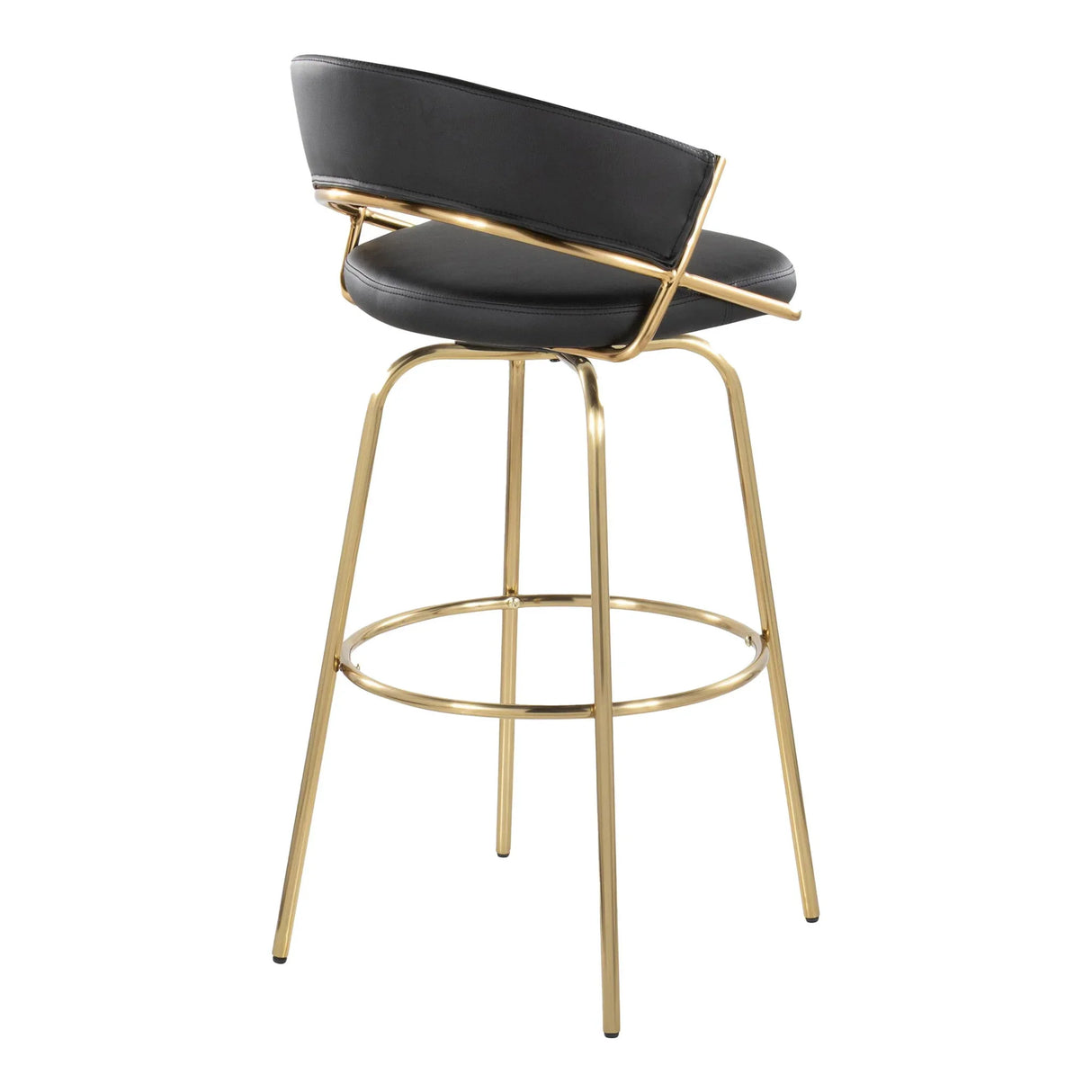 Jie - Fixed Height Contemporary Barstool With Swivel With Round Footrest (Set of 2) - Furniture Home Direct